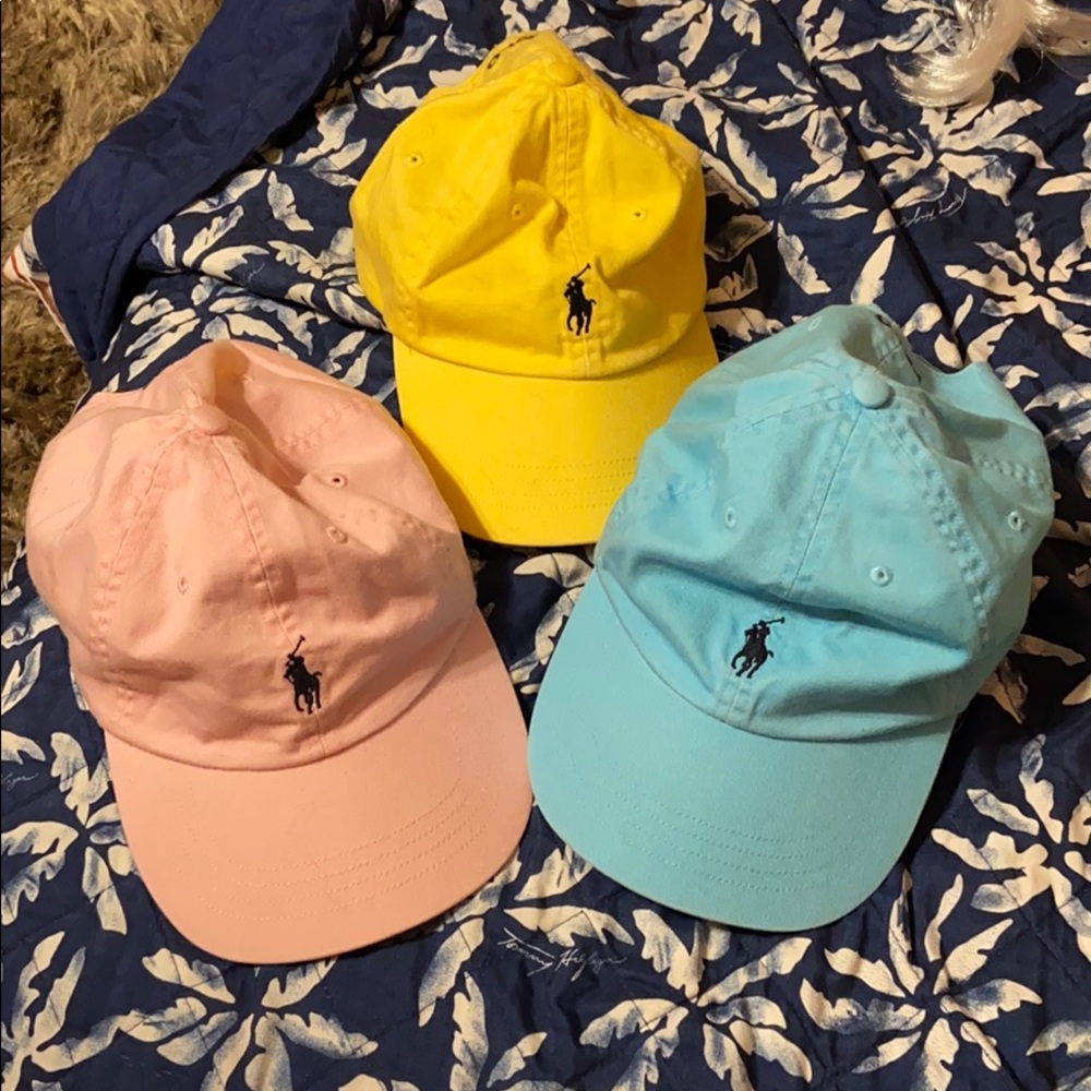 Three Polo baseball caps